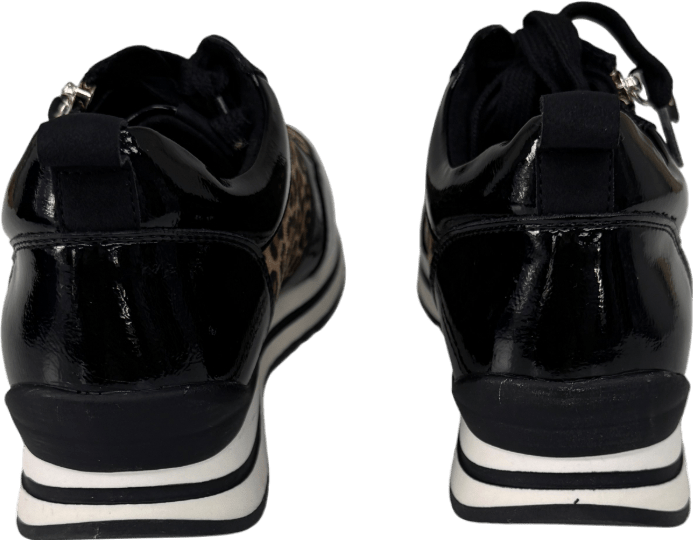 Pavers Black Leopard Zip Up Laced Trainers UK 6 EU 39 👠 - Reliked