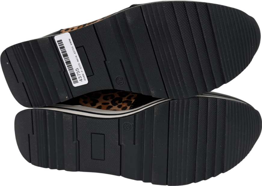 Pavers Black Leopard Zip Up Laced Trainers UK 6 EU 39 👠 - Reliked