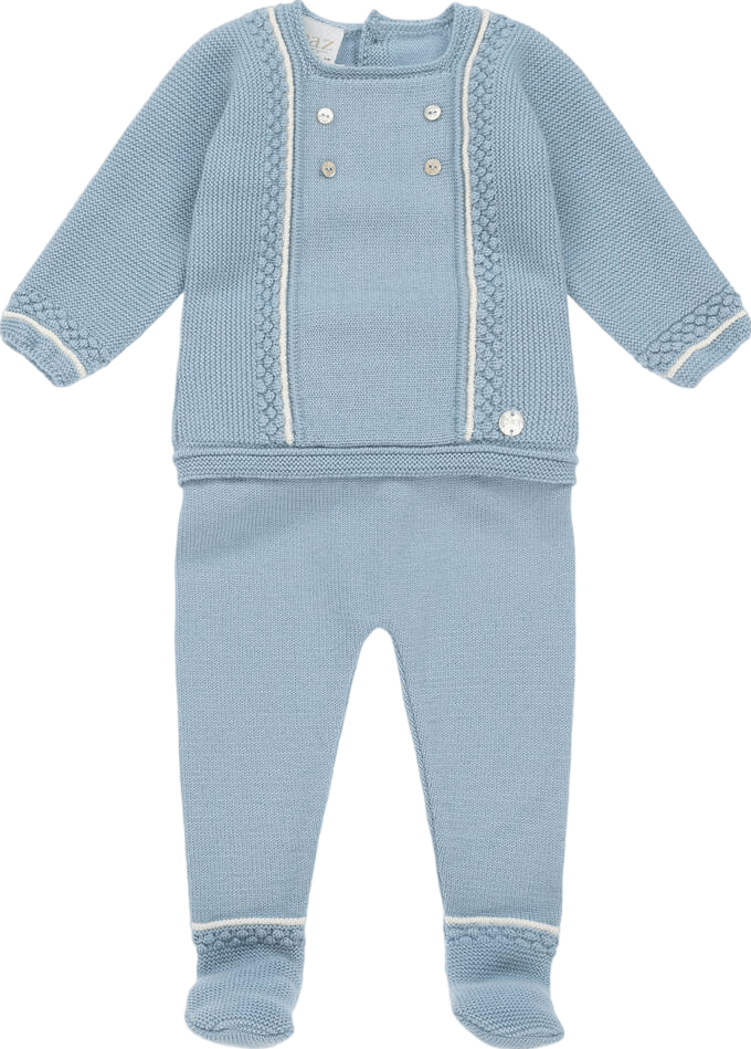 PAZ RODRIGUEZ Blue Knitted Wool 2 Piece Set - 3 - 6 Months - Reliked