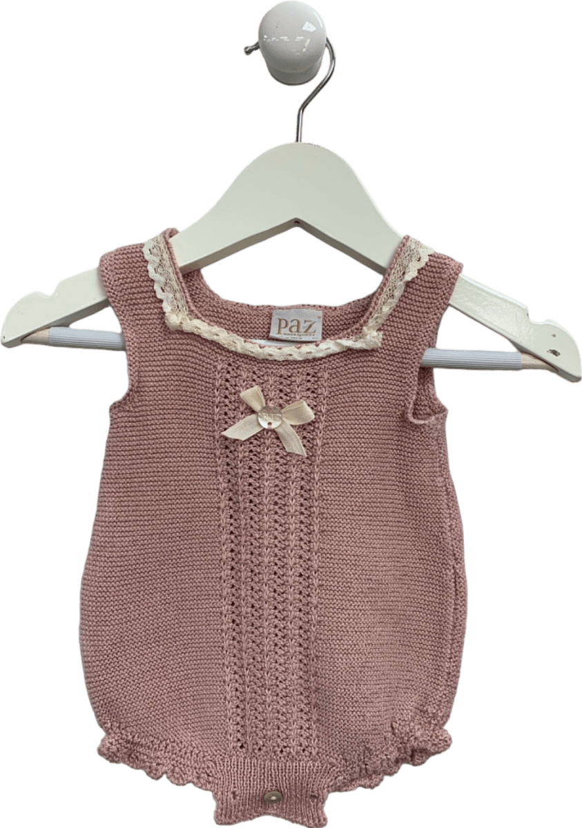 Paz Rodriguez Pink Knitted Baby Romper 3M - Reliked