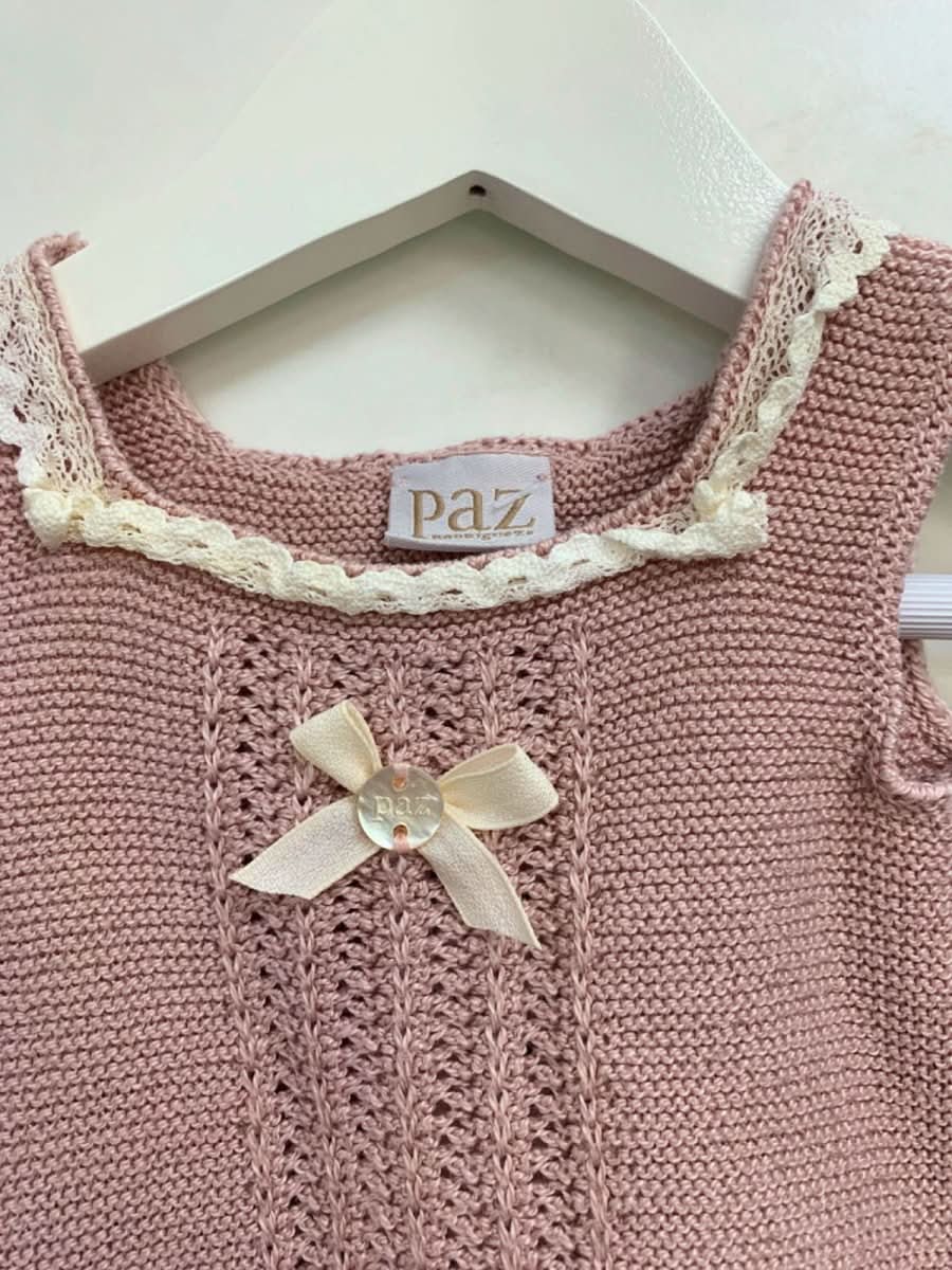 Paz Rodriguez Pink Knitted Baby Romper 3M - Reliked