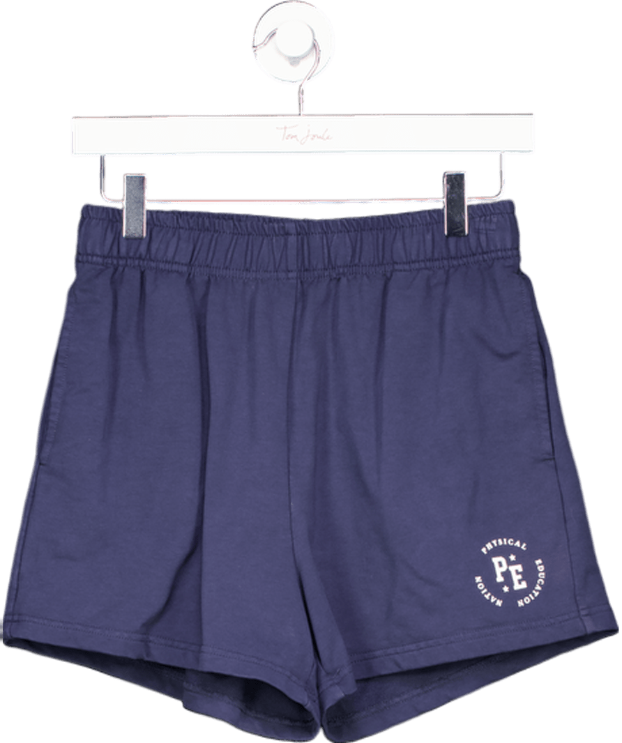 PE NATION Navy Blue Logo Sweat Shorts UK XS - Reliked