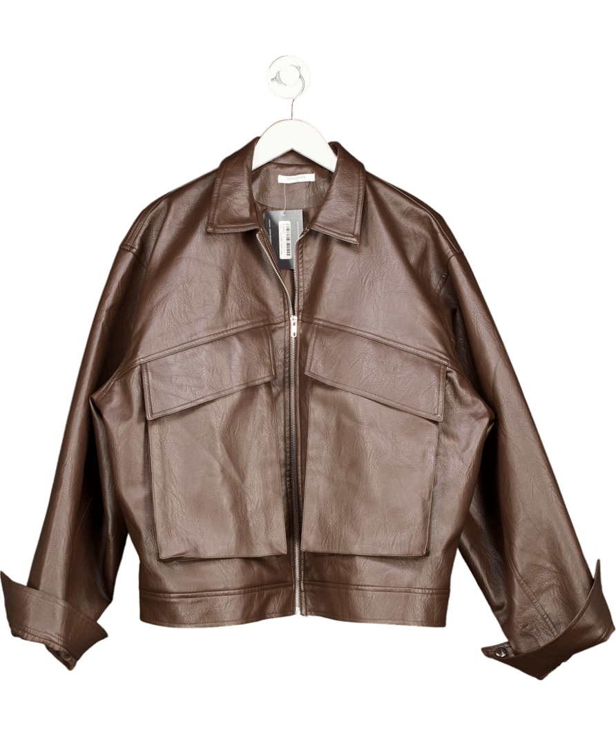PEPPERMAYO Brown Exclusive Lula Faux Leather Bomber Jacket - Chocolate UK L/XL - Reliked