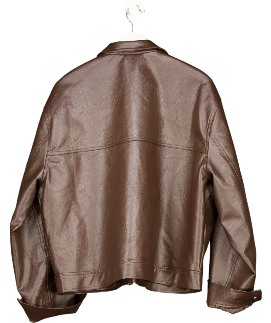 PEPPERMAYO Brown Exclusive Lula Faux Leather Bomber Jacket - Chocolate UK L/XL - Reliked