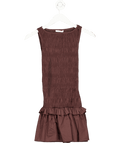 Peppermayo Chocolate Brown Garden Kisses Shirred Mini Dress UK 4 - Reliked