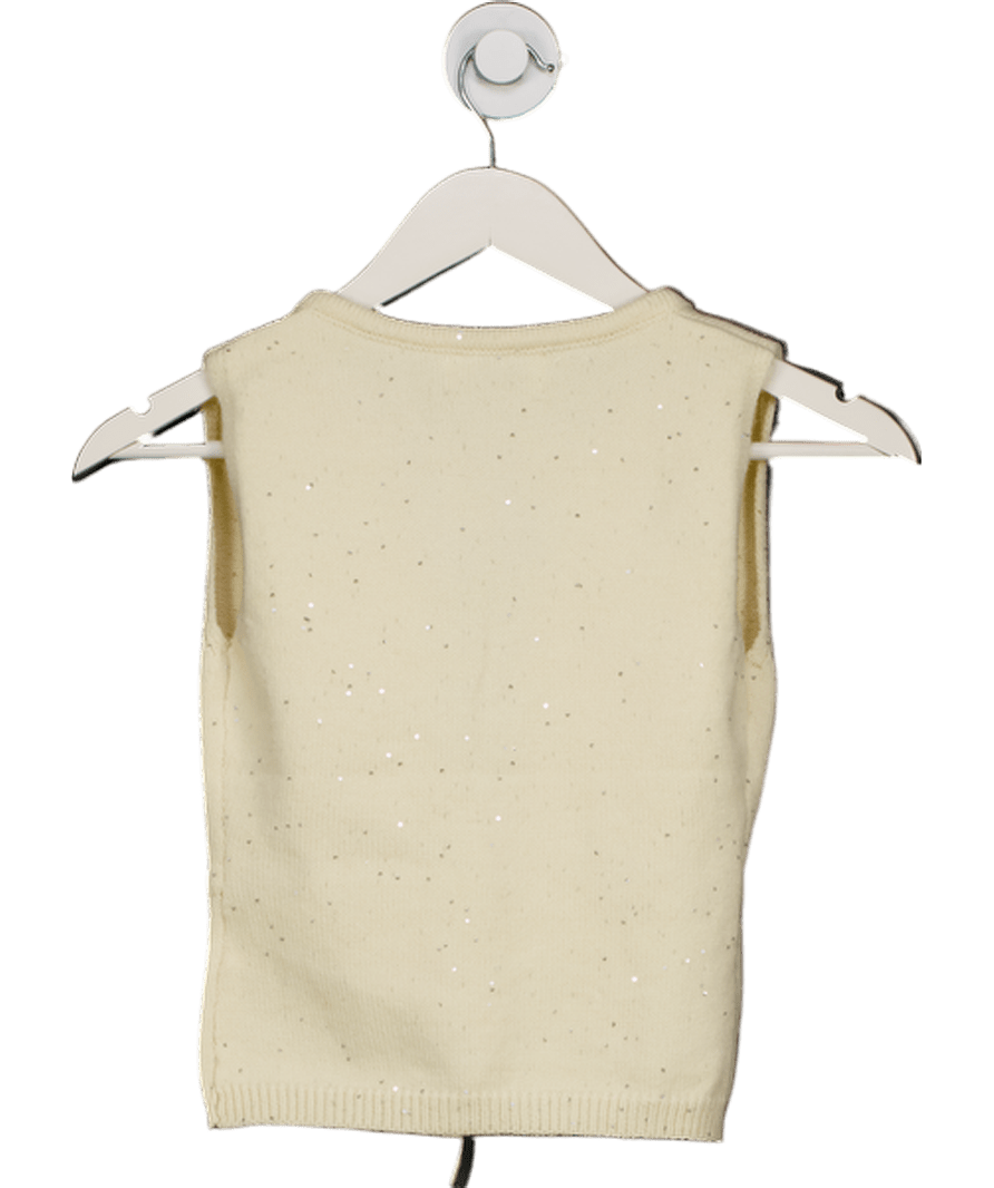 PEPPERMAYO Cream Sequin Tie Front Knit Top UK XS/S - Reliked