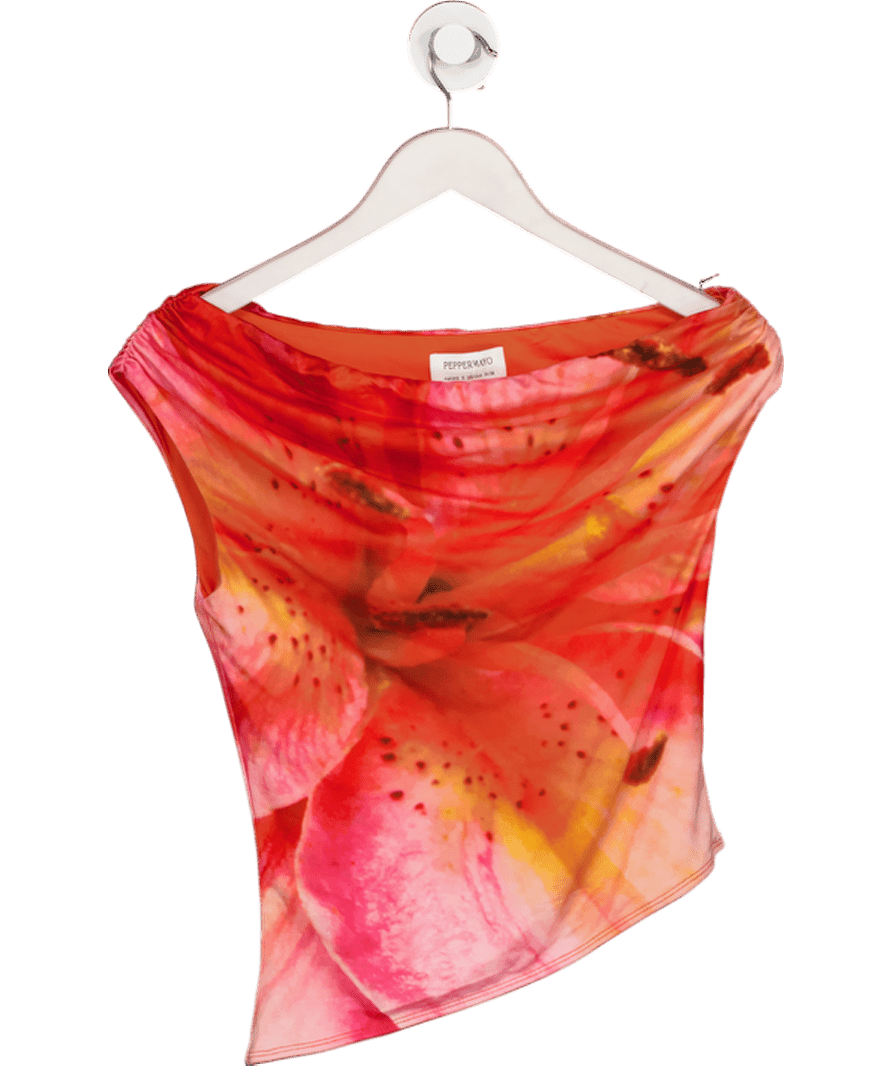 peppermayo Orange Athens One Shoulder Top UK 8 - Reliked