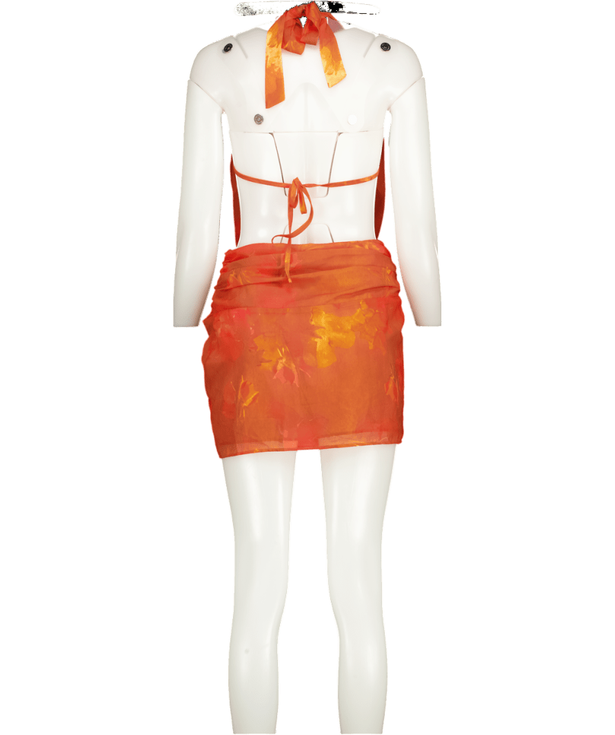 peppermayo Orange Elysia Chiffon Mini Dress UK 8 - Reliked