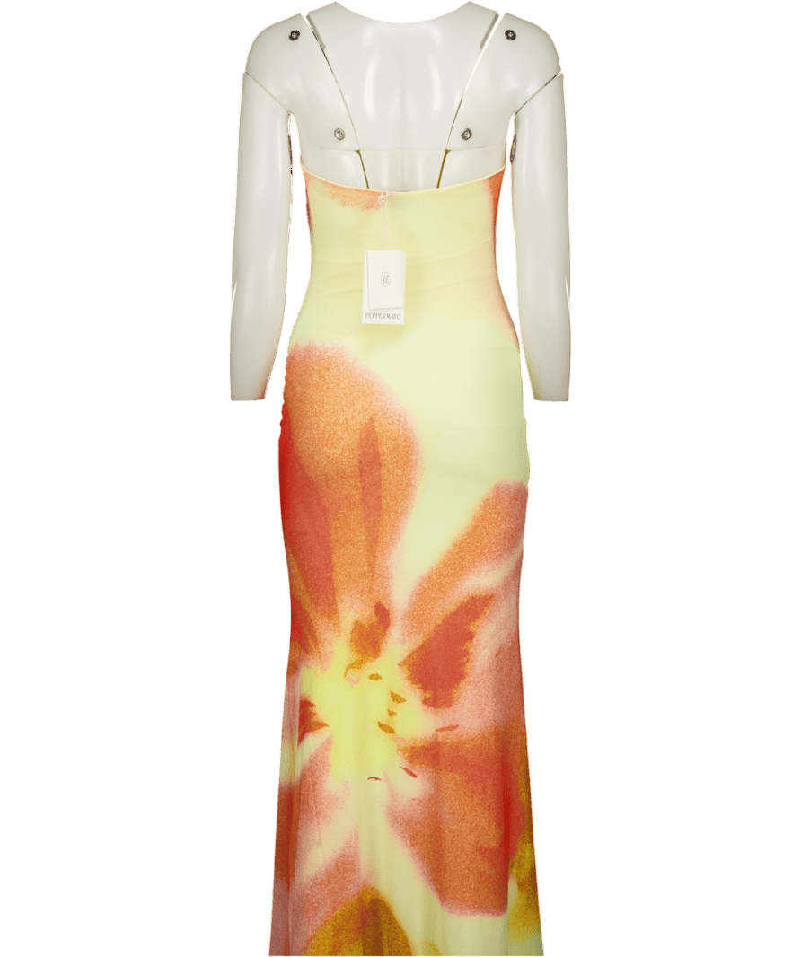 Peppermayo Orange Iroha Strapless Maxi Dress - Mimosa Blossom UK XS - Reliked