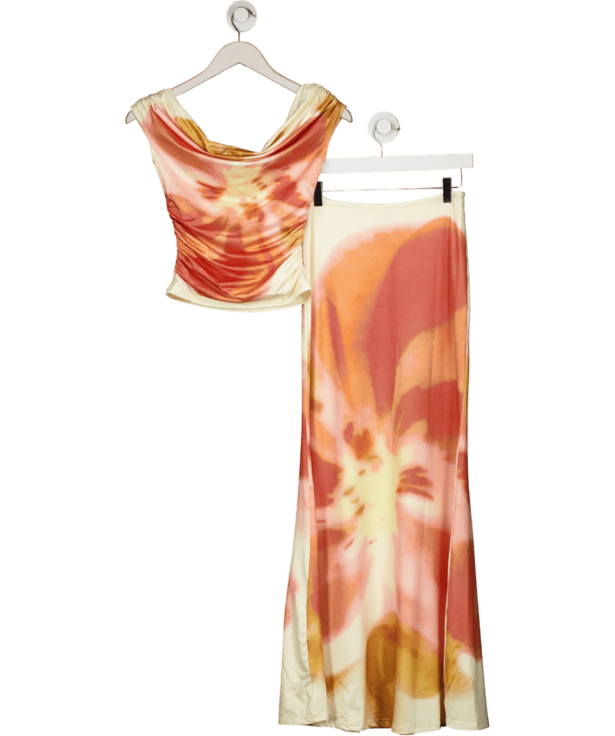 Peppermayo Orange Moka Maxi Skirt And Off Shoulder Top Set - Mimosa Blossom UK XS - Reliked