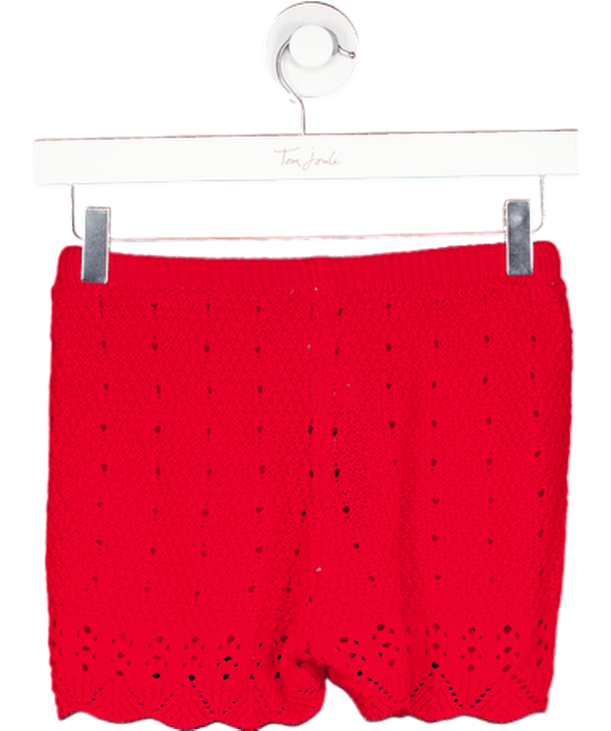 peppermayo Red Oakley Low Rise Crochet Mini Shorts UK S/M - Reliked