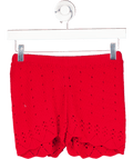 peppermayo Red Oakley Low Rise Crochet Mini Shorts UK S/M - Reliked