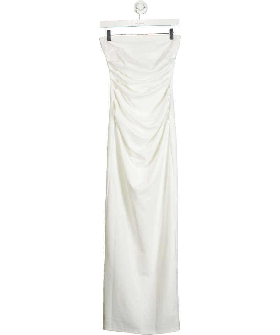 peppermayo White Ruched Bandeau Dress UK 6 - Reliked