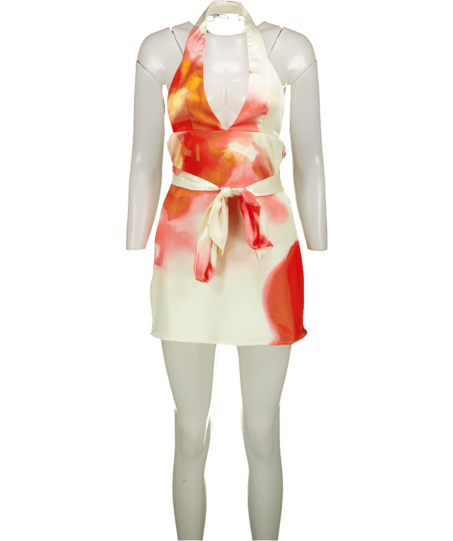 Peppermayo Yellow Alicia Satin Halter Mini Dress UK XS - Reliked