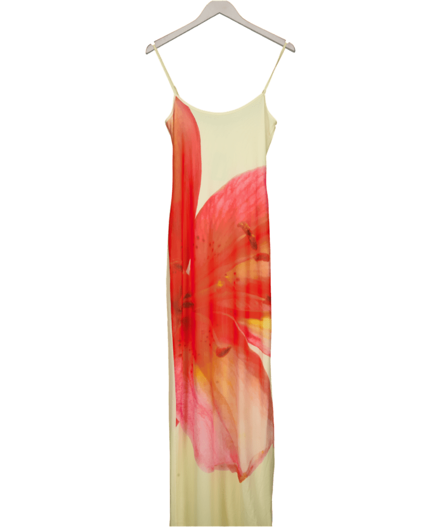 peppermayo Yellow Bad News Mesh Maxi Dress UK 8 - Reliked