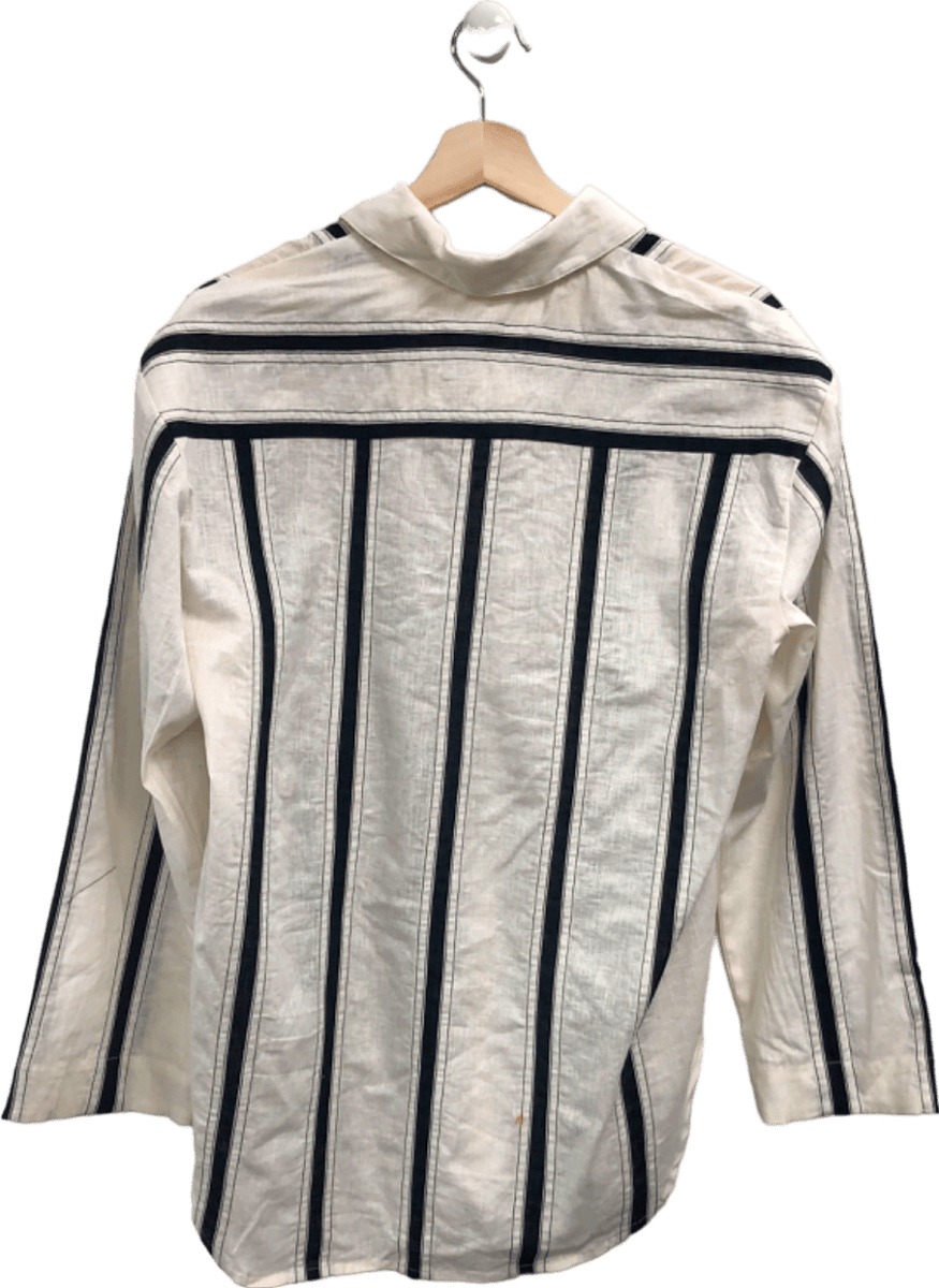 Per Una Ecru Mix Linen Rich Long Sleeve Shirt UK 8 - Reliked