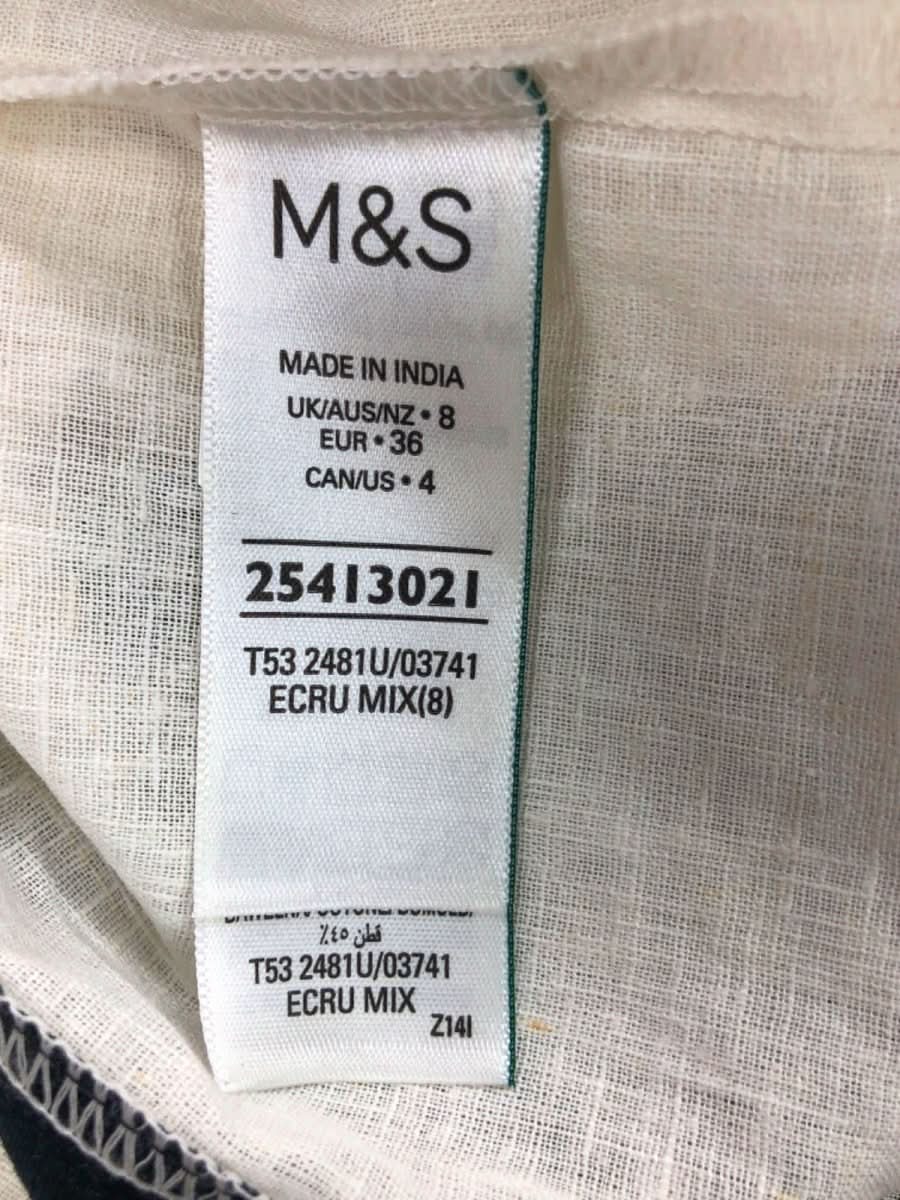 Per Una Ecru Mix Linen Rich Long Sleeve Shirt UK 8 - Reliked