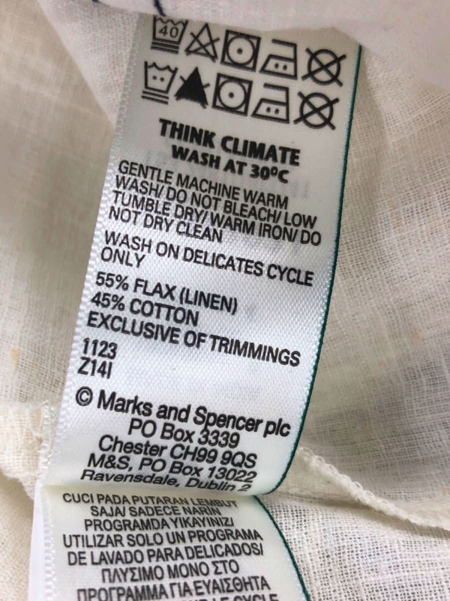 Per Una Ecru Mix Linen Rich Long Sleeve Shirt UK 8 - Reliked