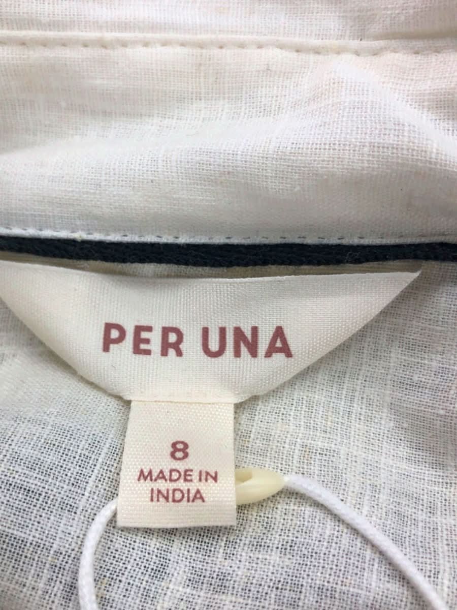 Per Una Ecru Mix Linen Rich Long Sleeve Shirt UK 8 - Reliked