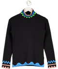 PETER PILOTTO Black Knit High Neck Zig Zag Print Long Sleeve Top UK S - Reliked