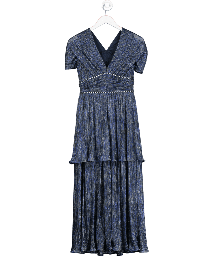 Peter Pilotto Plissé - lamé Blue Tiered Midi Dress UK 8 - Reliked