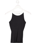 PETITE STUDIO NYC Black Ribbed Contrast Neck Tank UK S - Reliked