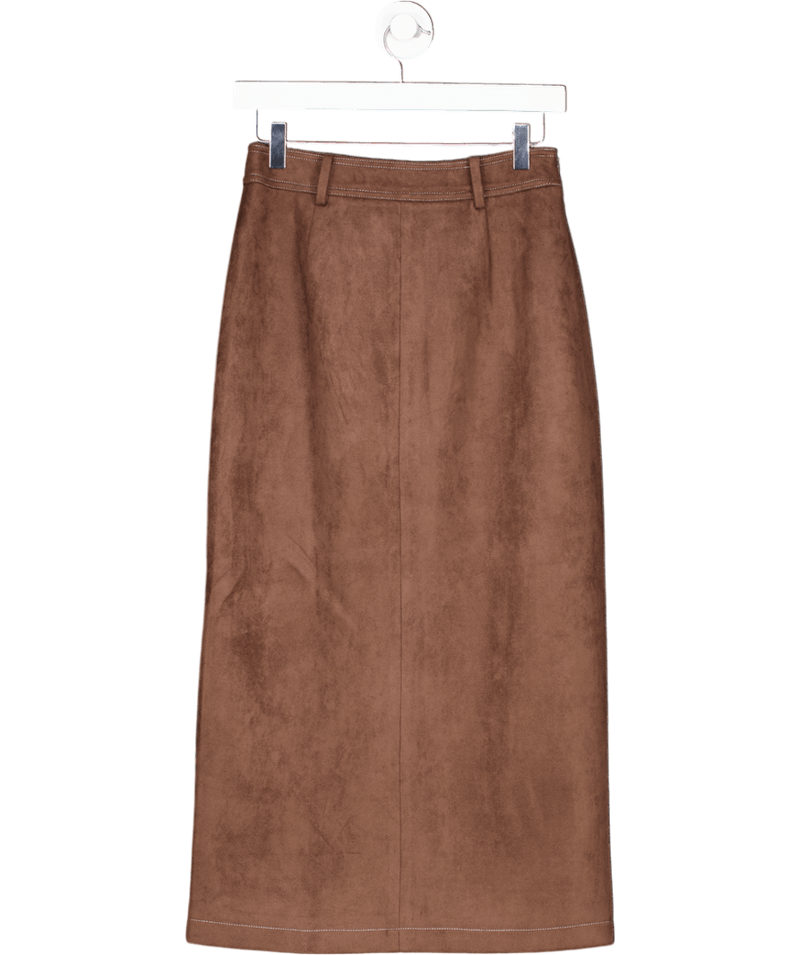 Petite Studio NYC Debbie Faux Suede Pencil Skirt - Chocolate Brown W26' UK XS - Reliked