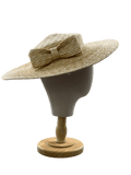 Phase Eight Beige Straw Boater Hat / Fascinator with bow On Headband - Reliked