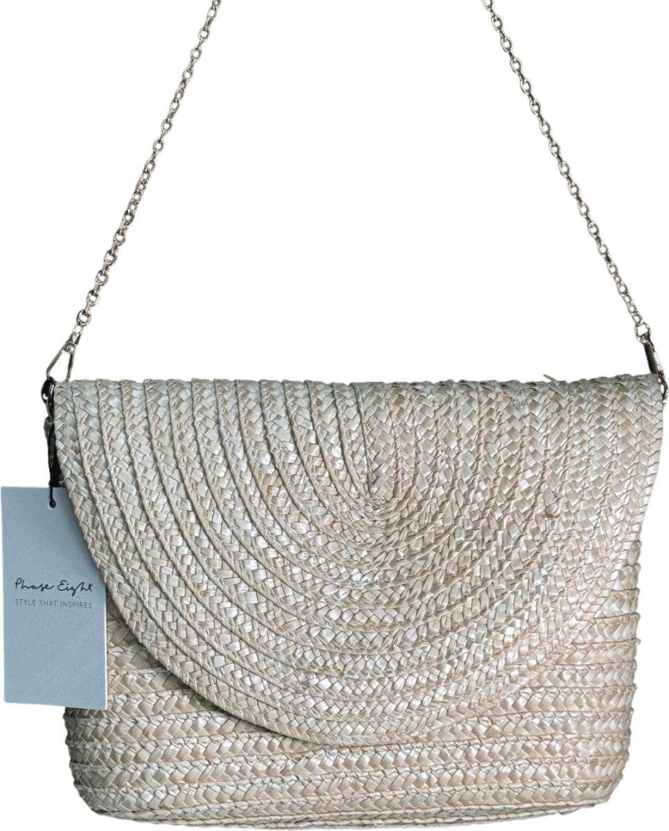 Phase Eight Beige The Goodwood Edit Straw Clutch Bag With Chain Strap - Reliked