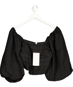 Phase Eight Black Asha Linen Blouse UK 8