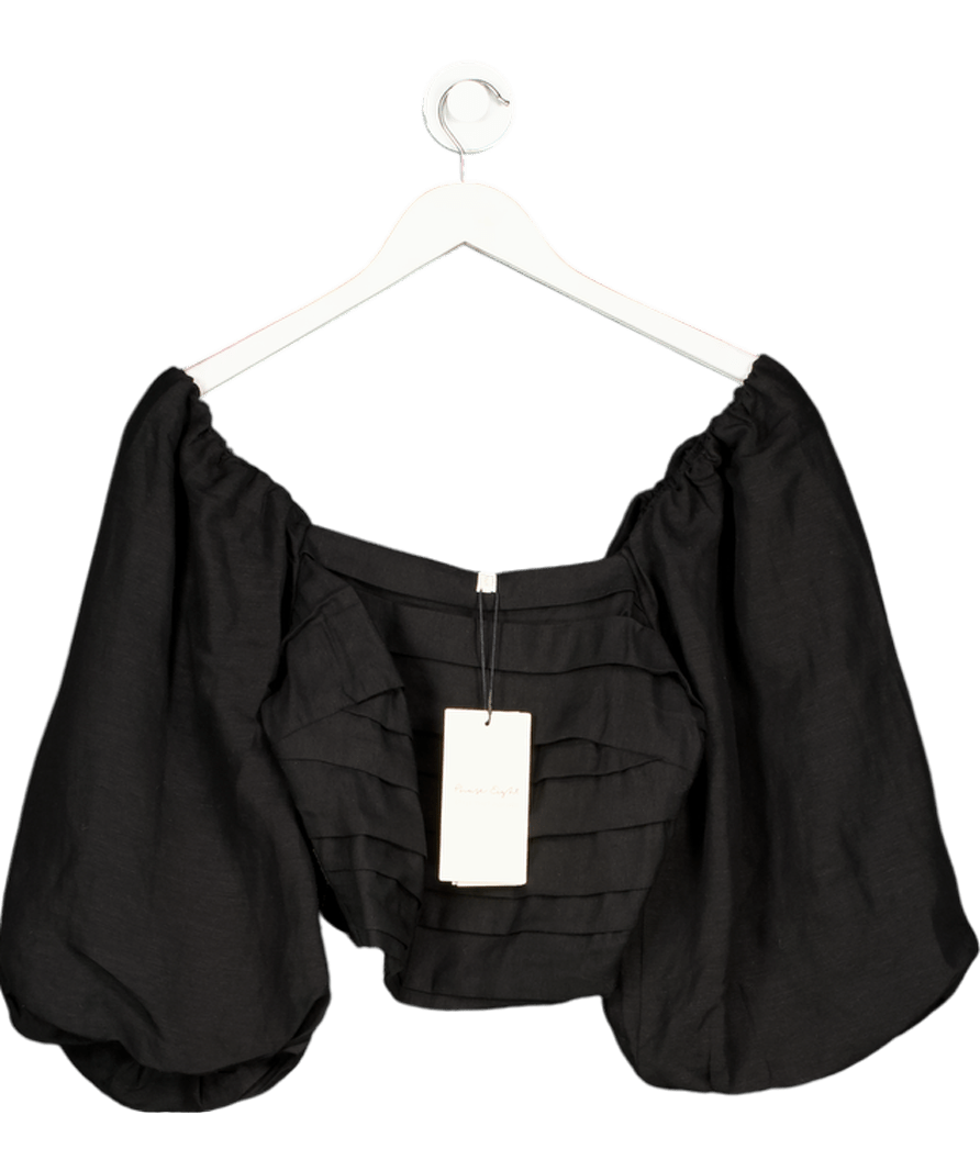 Phase Eight Black Asha Linen Blouse UK 8 - Reliked