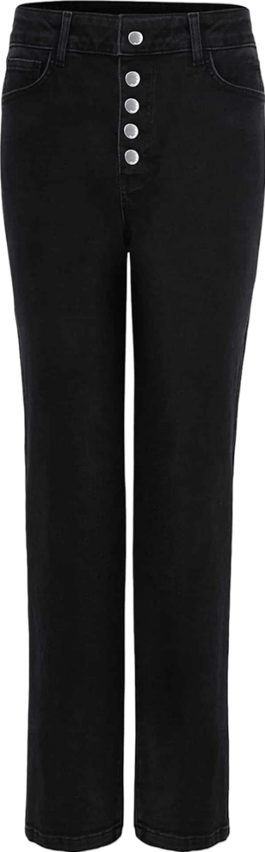 Phase Eight Black Karlie Button Through Straight Leg Jeans UK 10 - Reliked