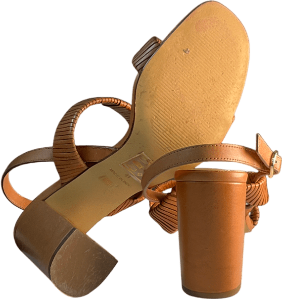 Phase Eight Brown Leather Block Sandal UK 8 EU 41 👠 - Reliked