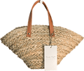 Phase Eight Brown Mini Straw Tote Bag With Tan Leather Straps - Reliked