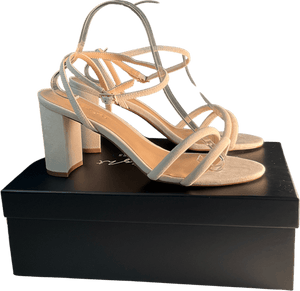Phase Eight Cream Suede Block Sandals UK 8 EU 41