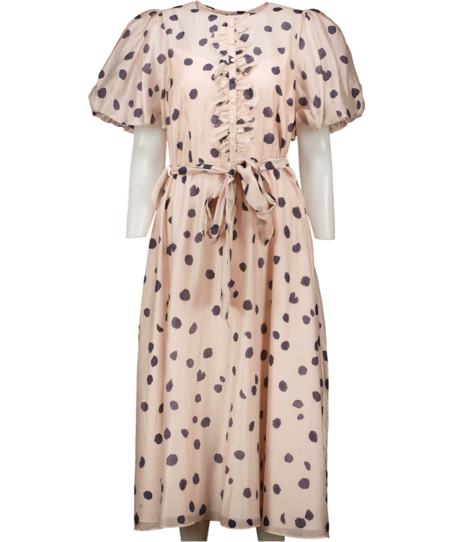 Phase Eight Nicola Polka Dot Dress, Pale Pink UK 14 - Reliked