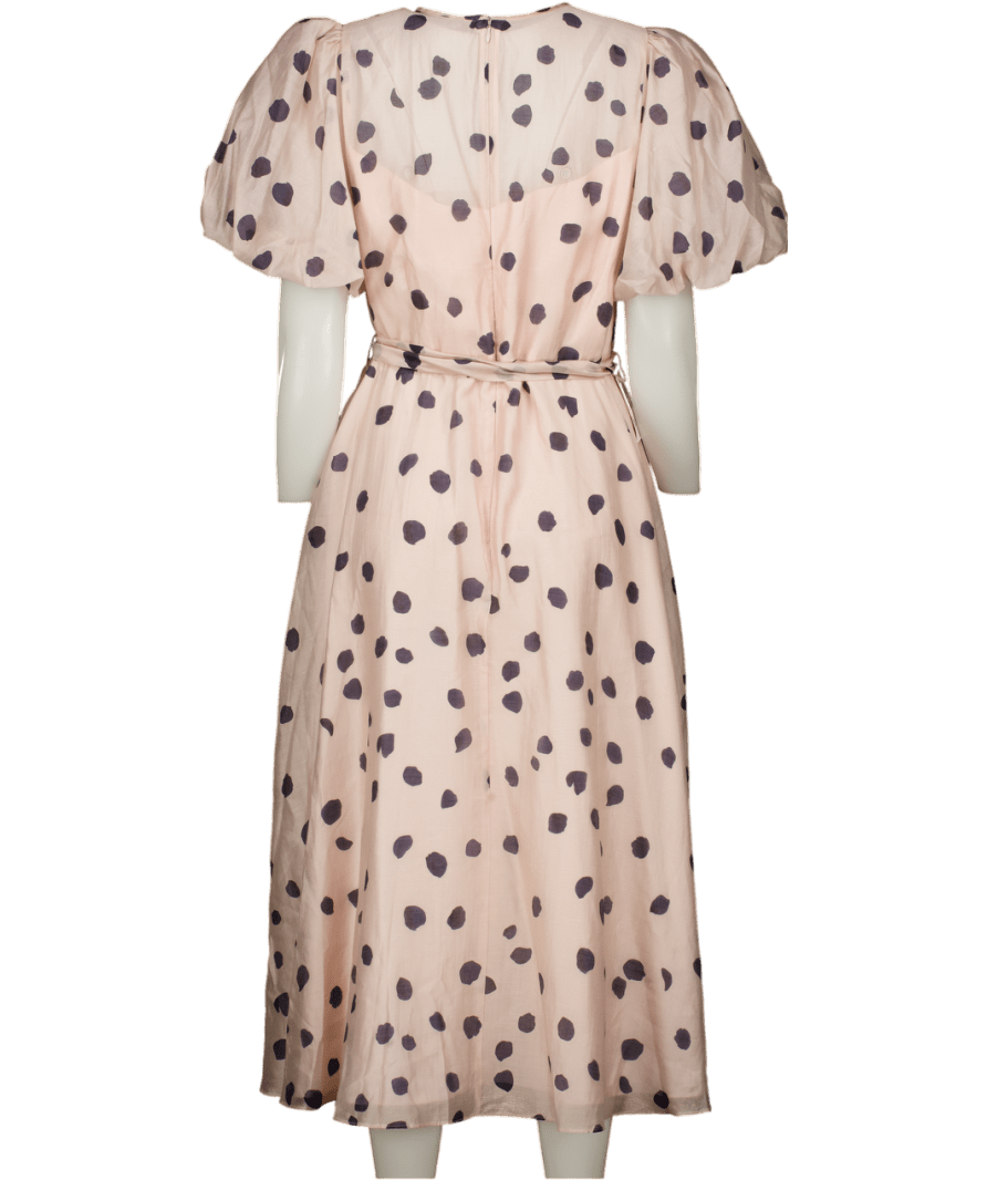 Phase Eight Nicola Polka Dot Dress, Pale Pink UK 14 - Reliked