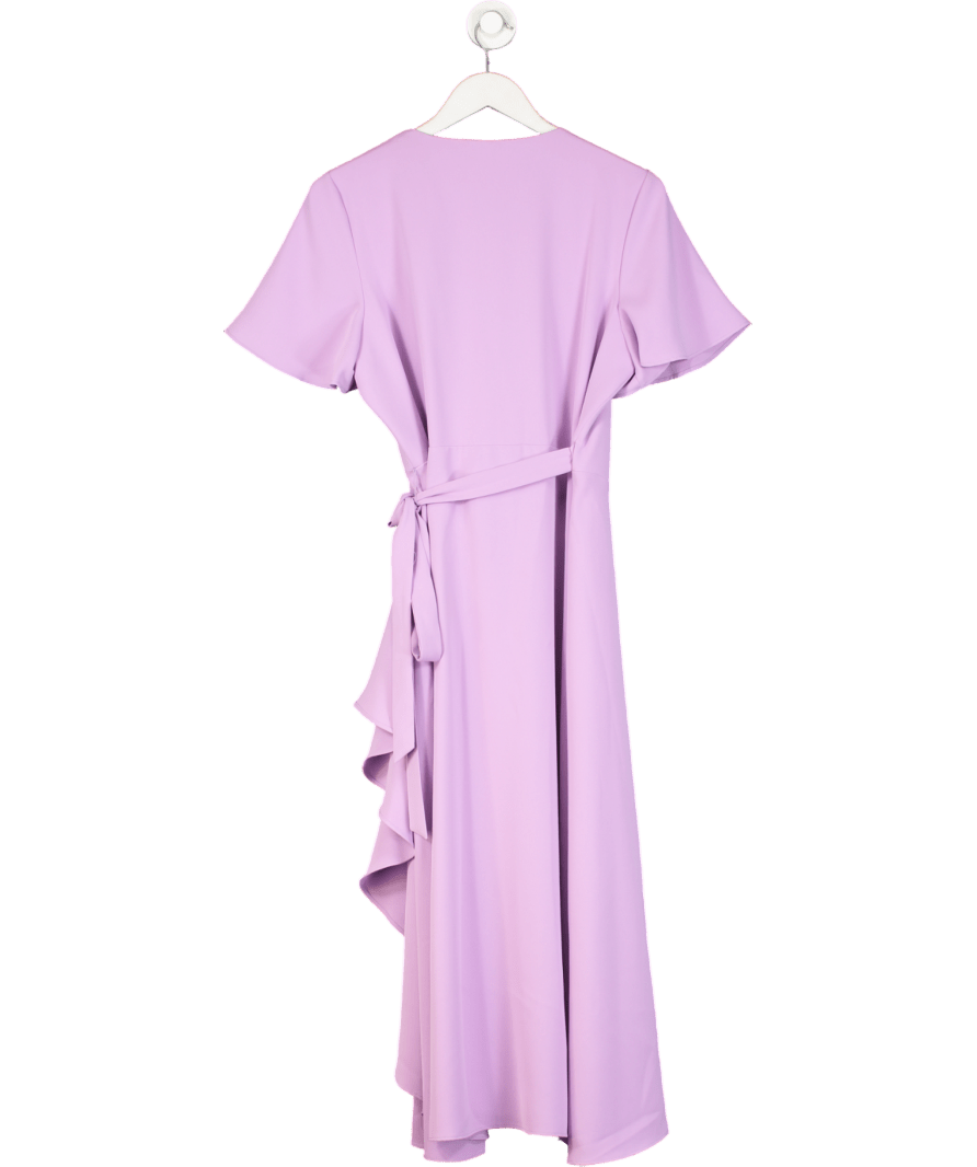 Phase Eight Purple Julissa Ruffle Warp Midi Dress UK 16 - Reliked