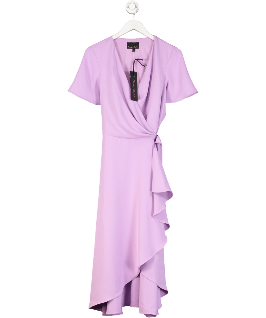 Phase Eight Purple Julissa Ruffle Warp Midi Dress UK 16 - Reliked