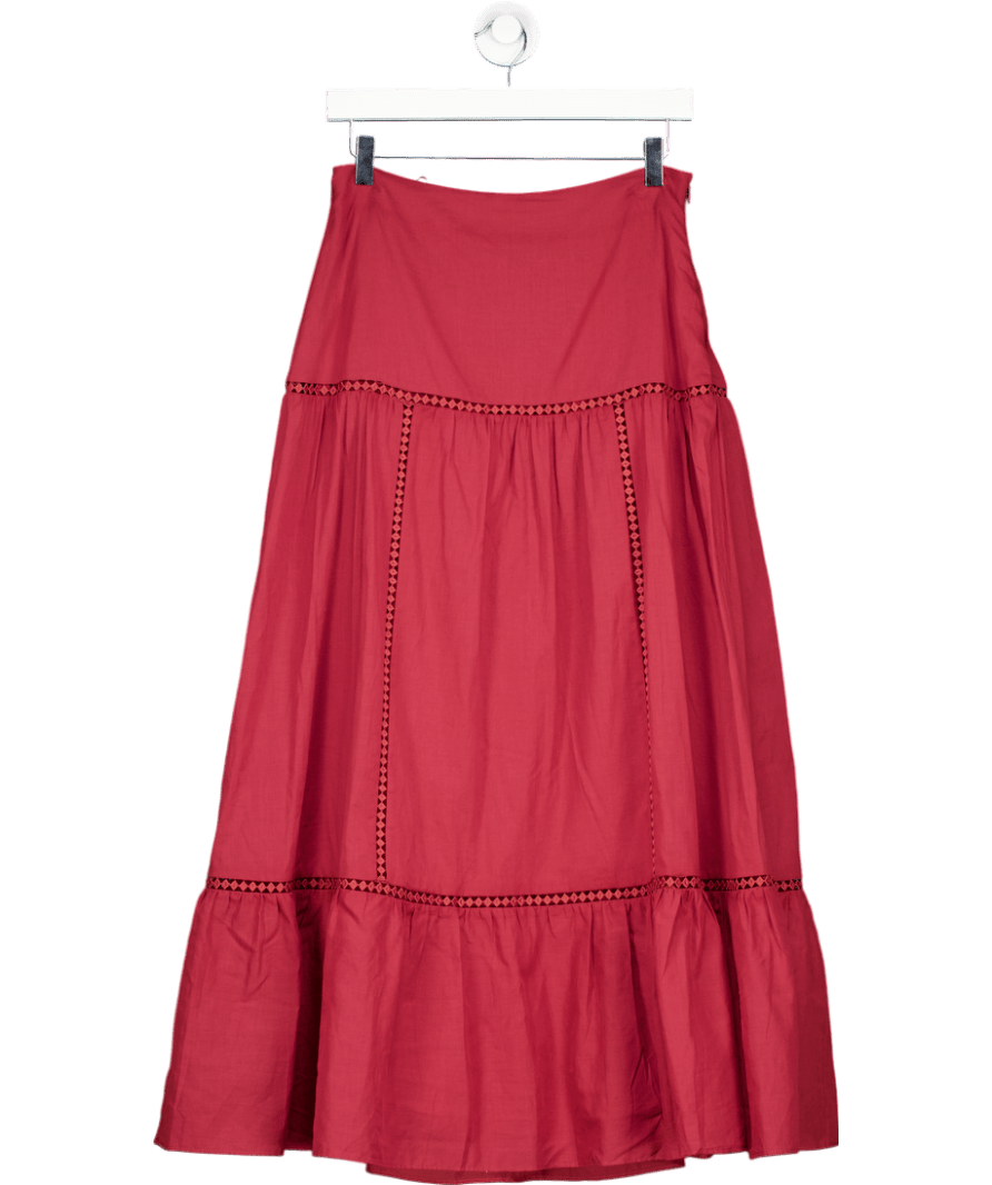 Phase Eight Red Kyla Trim Maxi Skirt UK 8 - Reliked