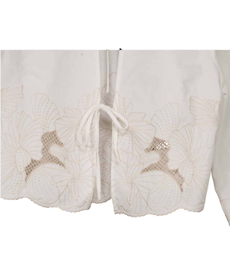 Phase Eight White Svea Broderie Jacket Top UK 8 - Reliked