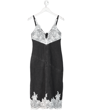 Philip lim Washed Black V-neck Denim Slip Dress With Lace UK 4