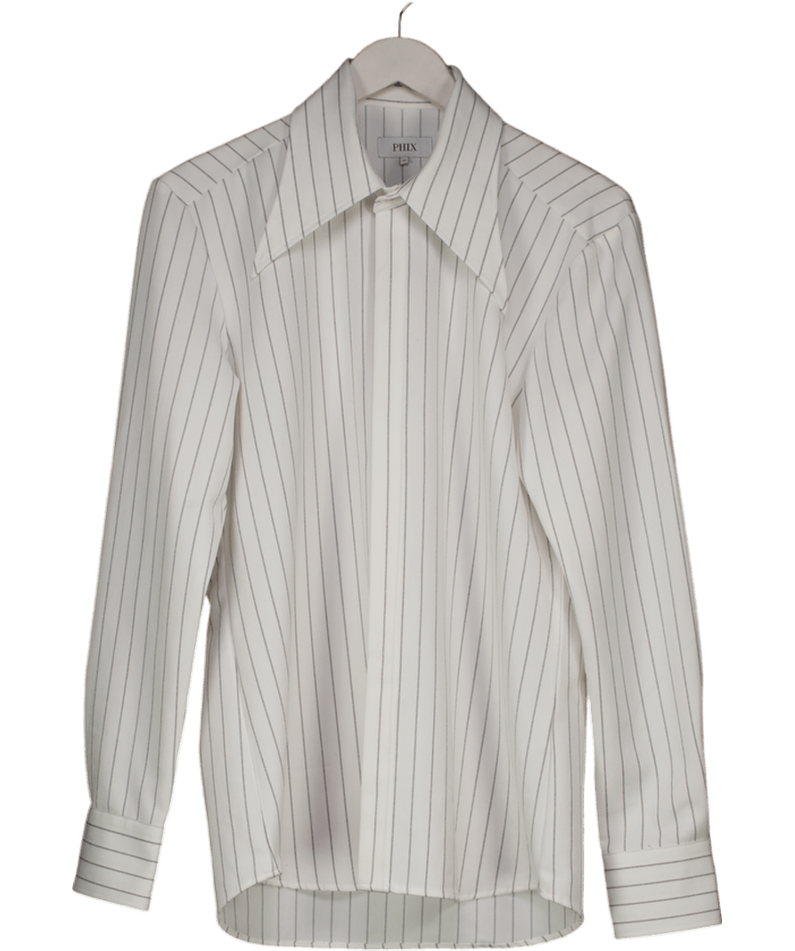 Phix White Pinstripe Dagger Collar Shirt UK M - Reliked