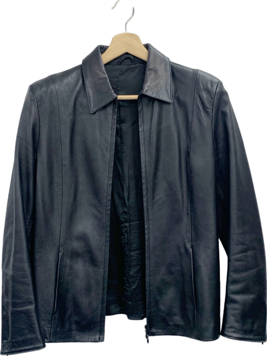 Piazza Duomo Black Leather Jacket EU 44 UK 16 - Reliked