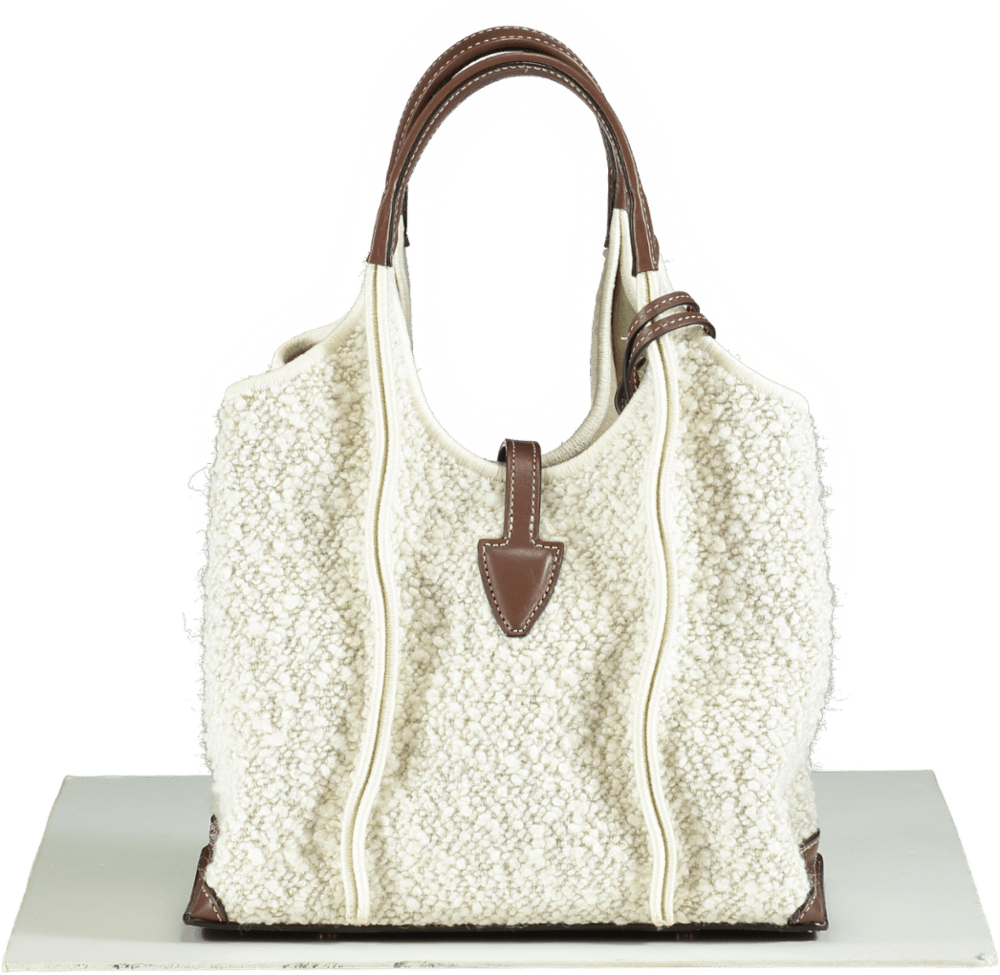 PIC - TOD'S White Shearling Leather Tote Bag - Reliked