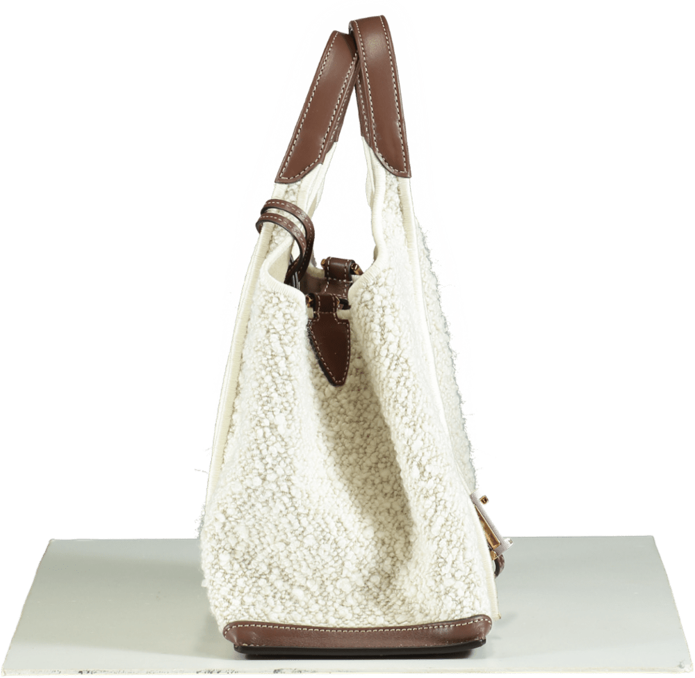 PIC - TOD'S White Shearling Leather Tote Bag - Reliked