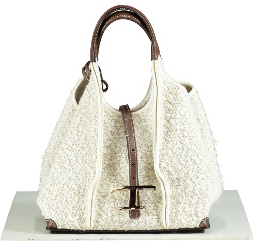 PIC - TOD'S White Shearling Leather Tote Bag - Reliked