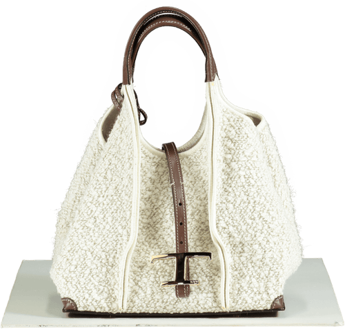 PIC - TOD'S White Shearling Leather Tote Bag - Reliked