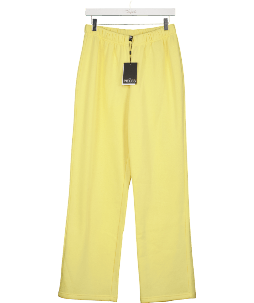 Pieces Yellow Wide Leg Joggers UK M - Reliked