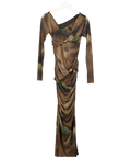 Pinko Green Anficlea Tie - dye Tulle Midi Dress UK S - Reliked
